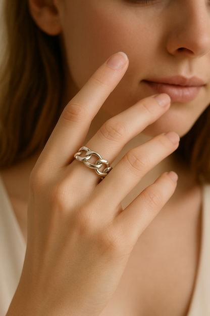 Eterna Link Band – Silver Chain Ring