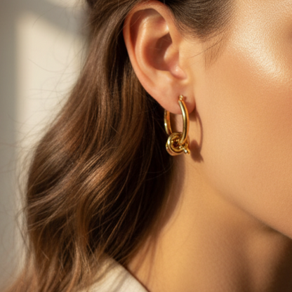 Luxe Knot Gold Hoop Earrings