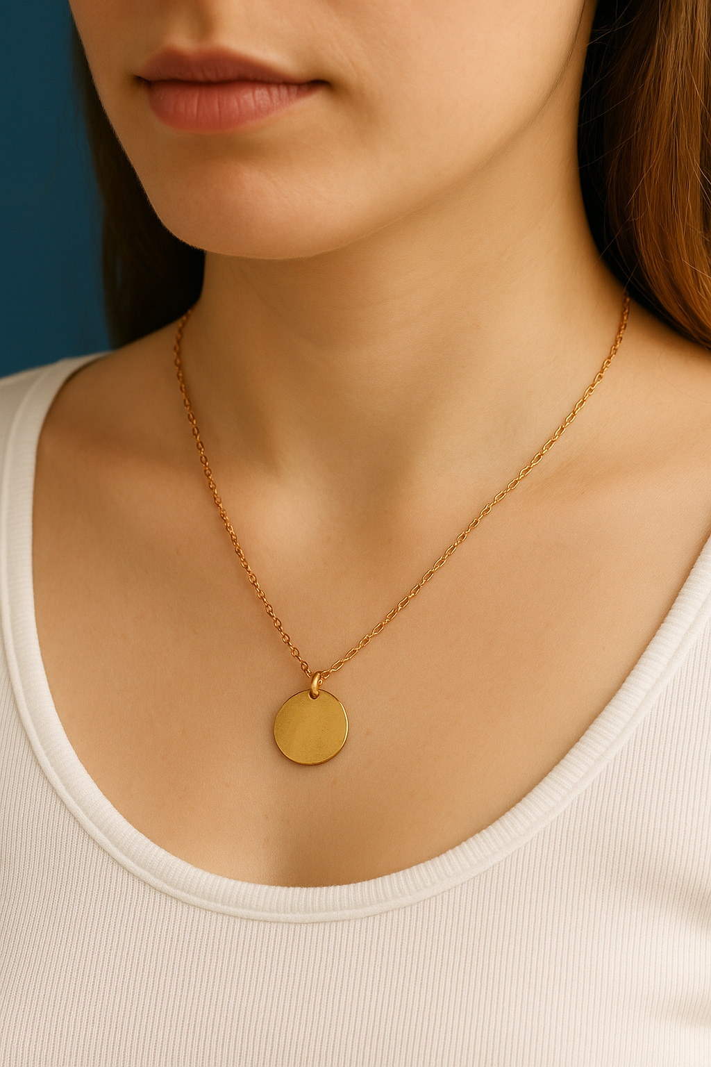 Golden Glow Disc Pendant Necklace